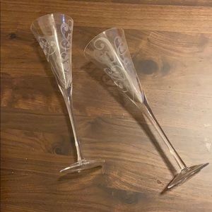 Lenox Devoted Champagne Flute Pair w/Etched Hearts